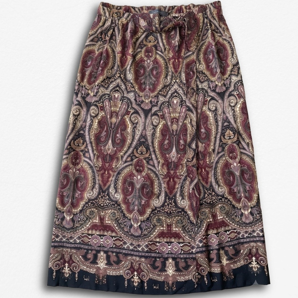Vintage Lane‎ Bryant Designs Paisley Maxi Skirt Burgundy Gold Rayon Plus Size 16